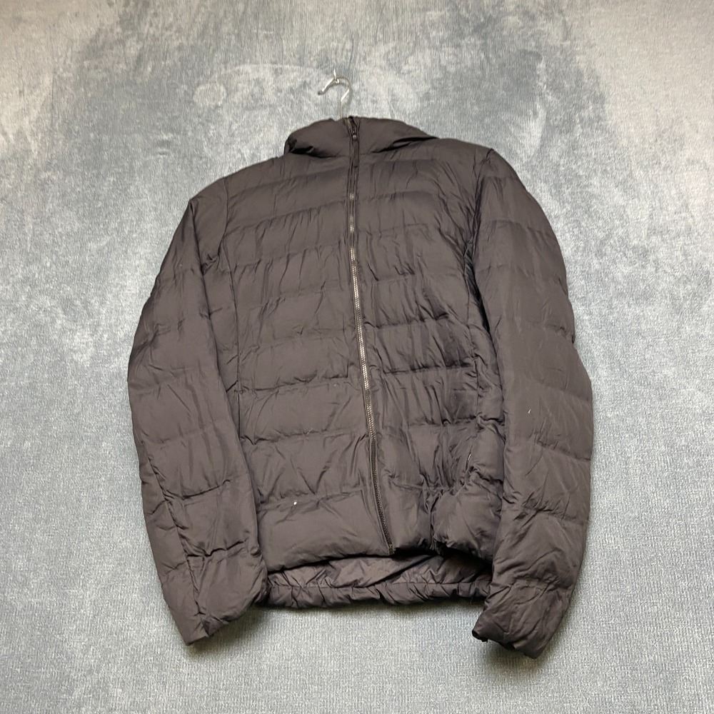 Uniqlo Down Puffer Jacket Womens Small Black Hooded Full Zip Long Sleeve Winter